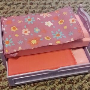 Fisher-Price Purple Doll Bed with Floral Blanket
